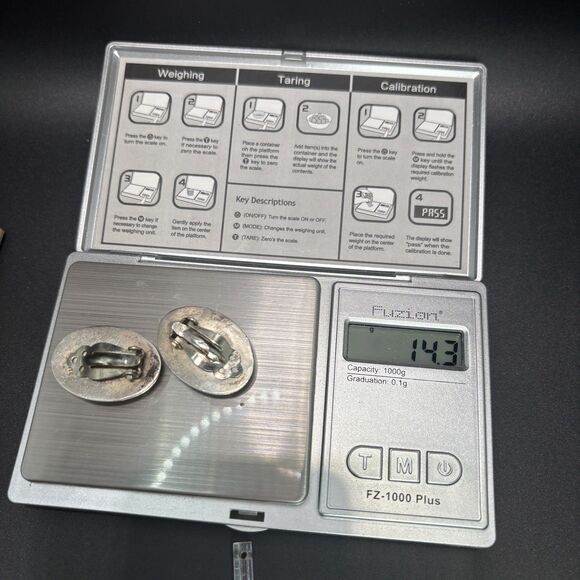 Vintage Mexico 925 Sterling Silver Oval Clip-On Earrings Minimalist Modernist - Picture 7 of 7